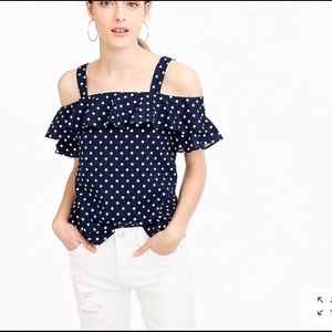 NWT j.crew cold shoulder top with ruffles